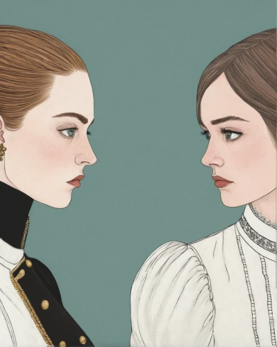 the victorian era,victorian fashion,victorian style,downton abbey,fashion illustration,porcelain dolls,vintage girls,princess' earring,vintage drawing,victorian,young women,victorian lady,in pairs,two girls,vintage women,vintage illustration,joint dolls,book illustration,earrings,fashion vector,Illustration,Abstract Fantasy,Abstract Fantasy 05