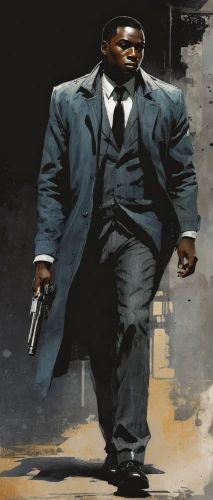 black businessman,a black man on a suit,kingpin,blade,gangstar,african businessman,martin luther king jr,martin luther king,ceo,black man,kendrick lamar,luther,novelist,man holding gun and light,gunshot,black professional,hitchcock,would a background,walking man,ice cube,Illustration,Paper based,Paper Based 05