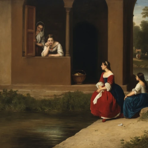 woman at the well,bougereau,girl in the garden,woman playing,bellini,girl on the river,woman holding pie,woman with ice-cream,bouguereau,children studying,the annunciation,courtship,woman sitting,idyll,concerto for piano,work in the garden,italian painter,la nascita di venere,harpsichord,the magdalene