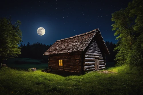 log cabin,small cabin,log home,lonely house,wooden hut,wooden house,little house,small house,home landscape,the cabin in the mountains,moonlit night,night scene,miniature house,cabin,house in the forest,witch's house,cottage,witch house,country cottage,summer cottage,Photography,Documentary Photography,Documentary Photography 24