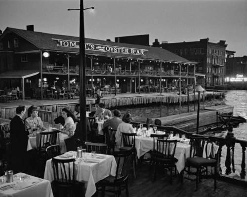 new york restaurant,the waterfront,wharf,pier 14,new orleans,old city marina,1950s,atlantic grill,restaurants,bistrot,riverboat,port of call,old port,13 august 1961,the pier,waterfront,boardwalk,bayou la batre,jazz club,baltimore,Photography,Black and white photography,Black and White Photography 10