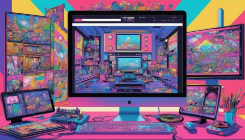 trip computer,computer art,computer room,computer,computer freak,computer addiction,cyberspace,computers,digiart,computer game,desktop computer,computer desk,cyber,computer workstation,80s,study room,digitalart,computer games,desktop,computer graphics,Illustration,Japanese style,Japanese Style 11