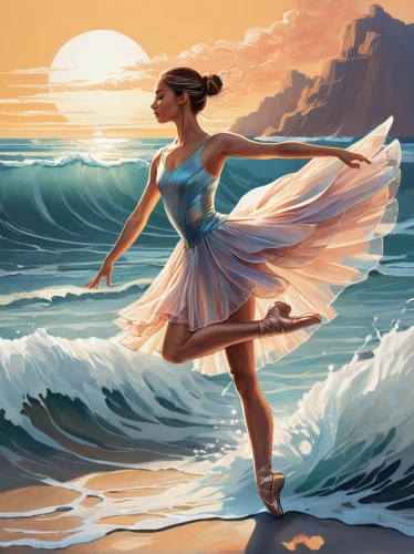 the wind from the sea,the sea maid,ballerina girl,dance with canvases,twirl,sea breeze,little girl twirling,dancer,gracefulness,twirls,twirling,world digital painting,ballet dancer,mermaid background,little girl in wind,pirouette,dance,ballerina,little girl ballet,girl ballet,Conceptual Art,Fantasy,Fantasy 08