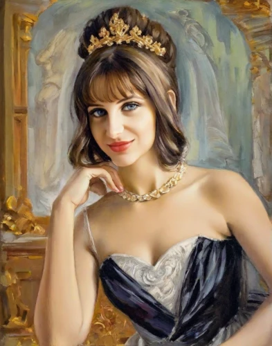 emile vernon,romantic portrait,oil painting,oil painting on canvas,italian painter,photo painting,princess sofia,portrait of a girl,miss circassian,art painting,georgine,a charming woman,cepora judith,vintage female portrait,vintage woman,young woman,portrait of a woman,diadem,portrait of christi,comely