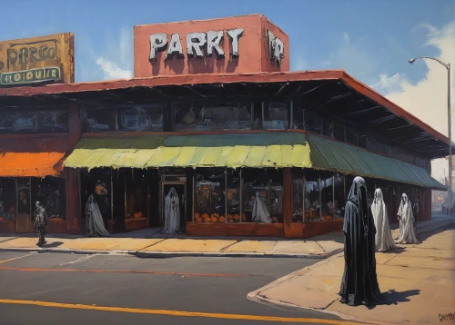 pastry shop,patty melt,liquor store,painterly,coney island,store fronts,retro diner,eastern market,awnings,pastel paper,palo alto,parking lot,landmark,pastrami,bakery,harlem,parasols,grocer,barstow,diner,Conceptual Art,Fantasy,Fantasy 15