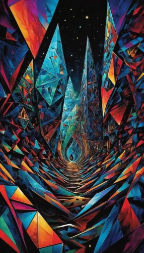 kaleidoscope,kaleidoscope art,psychedelic art,kaleidoscopic,prism,dimensional,triangles background,panoramical,pyramids,fractal environment,crystalline,prism ball,trip computer,abstract artwork,forest of dreams,dimension,fractals art,meridians,diamond lagoon,synthesis,Illustration,Realistic Fantasy,Realistic Fantasy 39