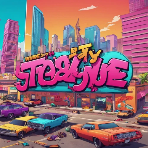 steam release,retro background,colorful city,trestle,traeuble,retro styled,game illustration,action-adventure game,android game,mobile game,play street,game art,retro music,the style of the 80-ies,suburb,adventure game,chevrolet styleline,movement tell-tale,tre,dribbble,Illustration,Vector,Vector 19
