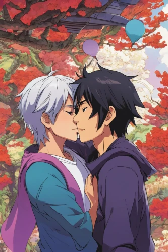 kissing,cheek kissing,first kiss,smooch,mistletoe,kiss flowers,making out,kissing frog,kiss,sails a ship,falling flowers,boy kisses girl,the cherry blossoms,autumn background,maple leaves,leaf background,autumn leaves,meteora,romantic scene,reizei,Illustration,Japanese style,Japanese Style 05