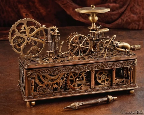 music box,antique furniture,wooden carriage,steampunk gears,scientific instrument,barrel organ,dollhouse accessory,treasure chest,handcart,watchmaker,chiffonier,mechanical puzzle,clockmaker,wooden cart,caravel,velocipede,antiquariat,steampunk,wooden wagon,writing desk,Illustration,Realistic Fantasy,Realistic Fantasy 13