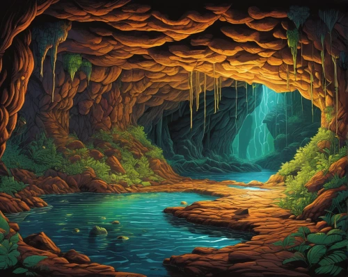 lava cave,cave on the water,cave,lava tube,underground lake,pit cave,blue cave,blue caves,sea cave,cave tour,the blue caves,chasm,cartoon video game background,ravine,sea caves,fantasy landscape,hollow way,ice cave,mushroom landscape,karst landscape,Conceptual Art,Daily,Daily 23
