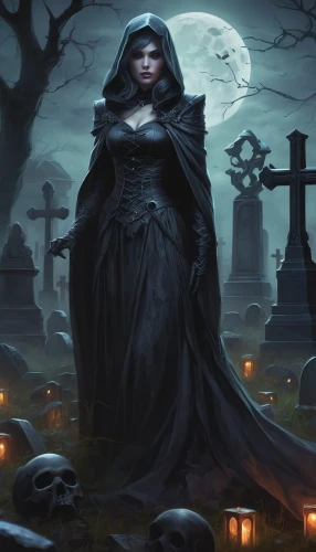 gothic woman,undead warlock,burial ground,halloween background,old graveyard,dance of death,tombstones,grim reaper,angel of death,necropolis,graveyard,grave stones,gothic portrait,gravestones,dark gothic mood,graves,vampire woman,halloween wallpaper,grimm reaper,sepulchre,Conceptual Art,Fantasy,Fantasy 03