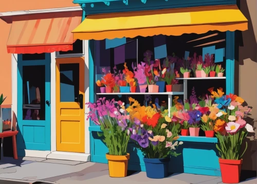 flower shop,flower stand,florist,corner flowers,flower booth,watercolor shops,florists,flower painting,orange tulips,tulips,springtime background,two tulips,flower cart,florist ca,florist gayfeather,flower delivery,hyacinths,flowerbox,flower box,floral corner,Conceptual Art,Oil color,Oil Color 21