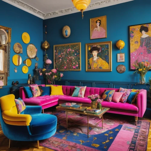 sitting room,blue room,great room,interior decor,living room,interior decoration,livingroom,dandelion hall,interior design,decor,the living room of a photographer,ornate room,apartment lounge,chaise lounge,modern decor,decorates,contemporary decor,vibrant color,interiors,saturated colors,Art,Artistic Painting,Artistic Painting 32