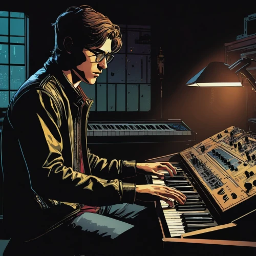 synthesizers,synthesizer,analog synthesizer,synclavier,keyboard player,composer,keyboards,moog,organist,electronic keyboard,composing,transistor checking,music workstation,pianist,the piano,electronic instrument,piano keyboard,electric piano,keyboard instrument,pianos,Illustration,American Style,American Style 08