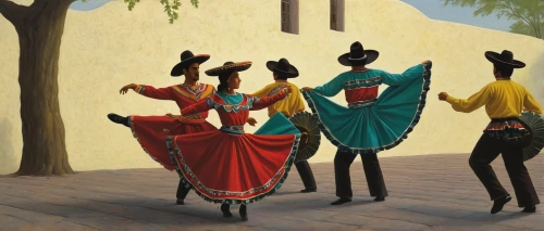 flamenco,dancers,ballerinas,mariachi,folk-dance,sewing silhouettes,dervishes,performers,folk dance,singers,serenade,the pied piper of hamelin,matador,danse macabre,ballet don quijote,latin dance,musicians,carolers,mexican tradition,concert dance,Art,Artistic Painting,Artistic Painting 48