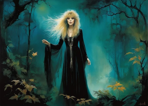 gothic portrait,rusalka,sorceress,gothic woman,the enchantress,priestess,maiden,dark angel,queen of the night,fantasy portrait,mystical portrait of a girl,angel of death,dance of death,carpathian,the witch,lady of the night,vampire woman,fantasy picture,portrait of christi,the blonde in the river,Illustration,Realistic Fantasy,Realistic Fantasy 16