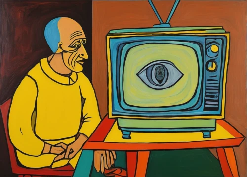 television,analog television,tv,modern pop art,television program,picasso,man with a computer,watch tv,retro television,roy lichtenstein,pensioner,tv channel,cable television,self-portrait,television accessory,cool pop art,television set,television character,elderly man,popart,Art,Artistic Painting,Artistic Painting 05