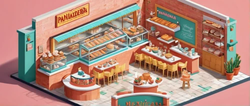 bakery,pharmacy,ice cream shop,pastry shop,laundry shop,bookstore,grocery store,department store,supermarket,grocer,pâtisserie,convenience store,pet shop,toy store,shopkeeper,donut illustration,ice cream parlor,confectionery,shopping mall,shops,Unique,3D,Isometric