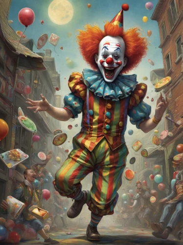 scary clown,horror clown,creepy clown,it,clown,rodeo clown,ronald,juggler,cirque,circus animal,circus,clowns,balloon,jester,circus show,ballon,carneval,joker,trickster,world digital painting,Illustration,Realistic Fantasy,Realistic Fantasy 44