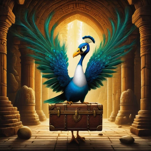 blue and gold macaw,bird kingdom,blue macaw,peacock,blue peacock,bird bird kingdom,avian,blue parrot,perico,macaw hyacinth,araucana,garuda,cockerel,bird illustration,game illustration,macaw,blue and yellow macaw,dodo,horus,magpie,Illustration,Abstract Fantasy,Abstract Fantasy 22