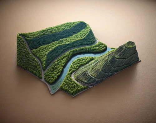 relief map,trees with stitching,dishcloth,golf landscape,landform,green folded paper,paper art,small landscape,mountainous landforms,block of grass,terrain,bouldering mat,3d mockup,climbing shoe,mousepad,topography,aeolian landform,terraforming,fluvial landforms of streams,turf roof,Common,Common,Natural
