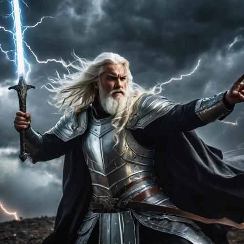 god of thunder,gandalf,thor,heroic fantasy,cleanup,lord who rings,thorin,norse,odin,strom,the wizard,biblical narrative characters,lokdepot,thunderbolt,wizard,zeus,wind warrior,moses,digital compositing,bolts,Photography,General,Fantasy