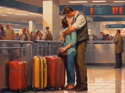 travelers,airport,passengers,baggage,luggage and bags,baggage hall,suitcases,luggage,suitcase,heathrow,travel poster,airline travel,the girl at the station,departure,passenger,airport terminal,traveler,air travel,traveller,dulles,Conceptual Art,Fantasy,Fantasy 18