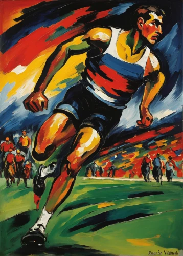 australian rules football,indigenous painting,sportsman,khokhloma painting,cimarrón uruguayo,ghana,1952,1929,individual sports,female runner,1926,1925,multi-sport event,touch football (american),to run,sprinting,1971,sports hero fella,running back,aboriginal painting,Art,Artistic Painting,Artistic Painting 37