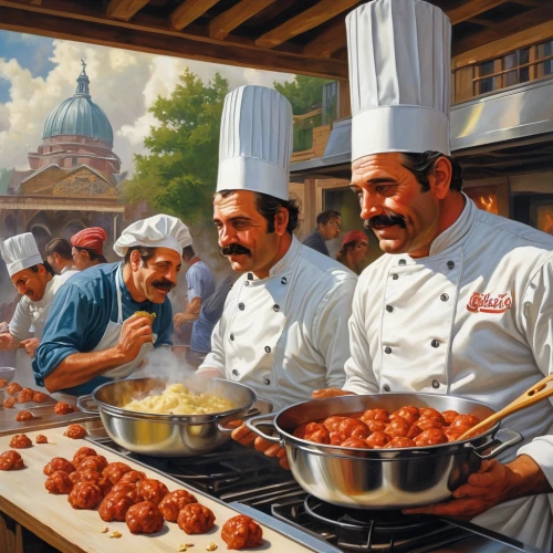 meatballs,turkish cuisine,viennese cuisine,sicilian cuisine,chefs,kofta,iranian cuisine,marzipan balls,hungarian food,pelmeni,mediterranean cuisine,currywurst,marzipan figures,czech cuisine,chef,gulab jamun,cuisine of madrid,men chef,boudin,roasted chestnuts,Illustration,Retro,Retro 14