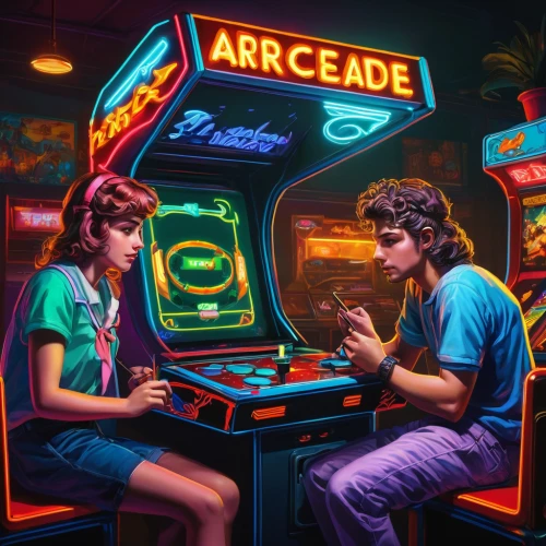 arcade,arcade game,arcade games,arcades,video game arcade cabinet,80s,pinball,1980's,game illustration,1980s,neon arrows,retro music,retro,atari,game art,retro background,alacart,retro style,retro diner,retro styled,Art,Classical Oil Painting,Classical Oil Painting 29