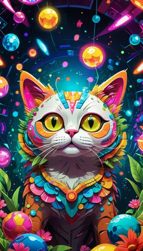 colorful foil background,flower cat,cat vector,game illustration,colorful background,psychedelic art,diwali background,cartoon cat,the festival of colors,kaleidoscope website,cat image,digital background,children's background,animal feline,android game,cat warrior,calico cat,lucky cat,prism ball,the cat,Illustration,Realistic Fantasy,Realistic Fantasy 38