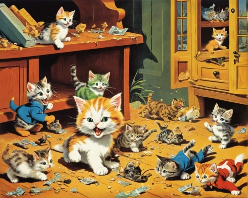 vintage cats,jigsaw puzzle,cat supply,vintage mice,oktoberfest cats,baby cats,kittens,cats,pet shop,rescue alley,stray cats,cat family,cat's cafe,cat cartoon,cartoon cat,cat image,felines,vintage illustration,many teat mice,advent calendar,Illustration,Retro,Retro 18