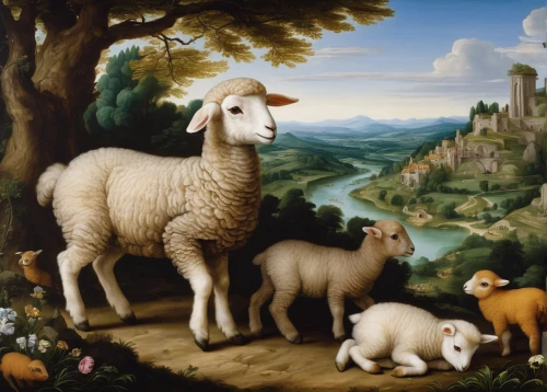 the good shepherd,good shepherd,east-european shepherd,the sheep,lambs,wool sheep,shepherds,ruminants,lamb,a flock of sheep,wild sheep,ruminant,sheep knitting,goatherd,shepherd,ovis gmelini aries,north american wild sheep,sheared sheep,pyrenean shepherd,flock of sheep,Art,Classical Oil Painting,Classical Oil Painting 29