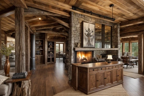 log cabin,log home,the cabin in the mountains,fire place,rustic,luxury home interior,wooden beams,beautiful home,hardwood floors,fireplaces,country cottage,small cabin,timber house,wood stove,chalet,cabin,family room,interior design,fireplace,wooden house,Interior Design,Living room,Farmhouse,American Rustic Retreat