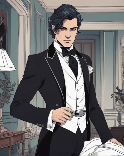 butler,gentlemanly,tuxedo just,aristocrat,groom,husband,the victorian era,victorian style,victorian,the groom,tuxedo,formal wear,door husband,phantom,gentleman,tickle my fancy,formal guy,gentlemen,formal attire,robert harbeck,Illustration,Black and White,Black and White 12