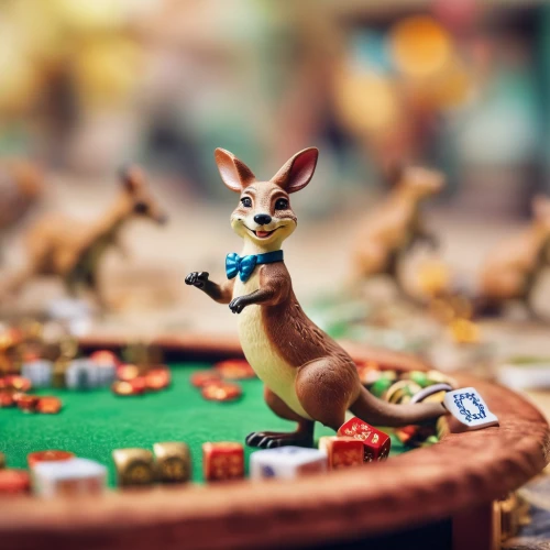 miniature figures,whimsical animals,tilt shift,miniature golf,anthropomorphized animals,hare trail,mini-golf,toy photos,schleich,kangaroo mob,cangaroo,fox stacked animals,ibexes,background bokeh,tiny world,jack rabbit,playmobil,miniatures,bambi,play figures,Unique,3D,Panoramic