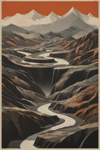 braided river,meanders,shifting dunes,mountain pass,dune landscape,stream bed,alluvial fan,glacial landform,fluvial landforms of streams,arid landscape,meander,travel poster,winding roads,lava river,volcanic landscape,mountain highway,mountainous landforms,mountain ranges,mountain stream,landform,Photography,Documentary Photography,Documentary Photography 28