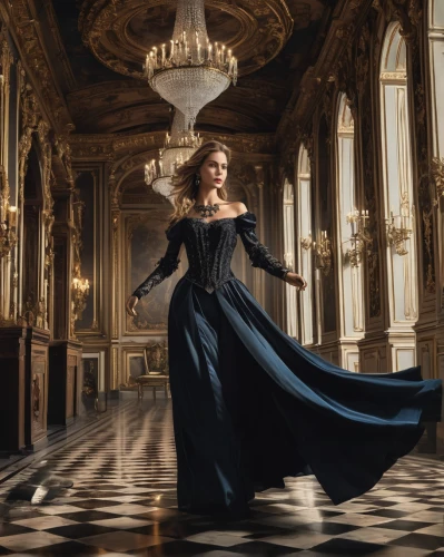 versailles,the carnival of venice,elegance,cinderella,baroque,gothic fashion,venetia,mazarine blue,elegant,renaissance,vanity fair,gothic portrait,orsay,ballet master,ball gown,neoclassical,evening dress,gothic dress,the victorian era,dress walk black,Conceptual Art,Fantasy,Fantasy 22