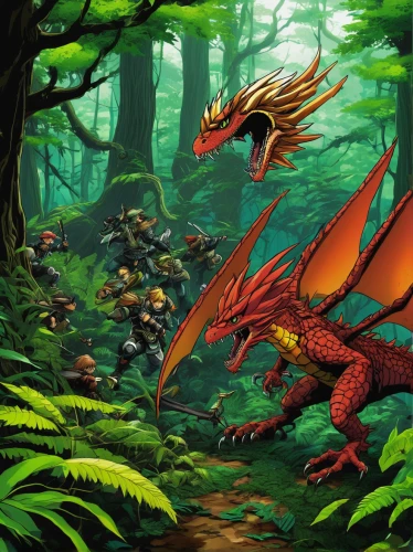 forest dragon,dragon of earth,painted dragon,green dragon,wyrm,dragon,dragon design,dragons,gryphon,chinese dragon,dragon li,draconic,firethorn,golden dragon,dragon fire,heroic fantasy,charizard,fire breathing dragon,game illustration,fantasy art,Illustration,Japanese style,Japanese Style 13