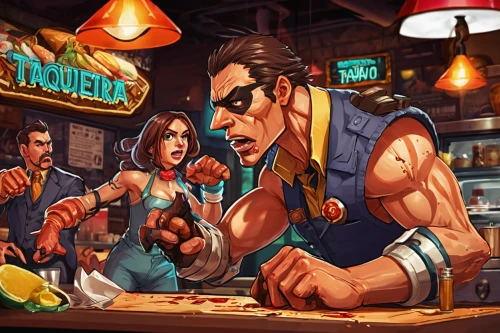 game illustration,drinking establishment,tavern,rosa cantina,retro diner,restaurants,bartender,unique bar,pizzeria,arm wrestling,pub,liquor bar,background image,barman,diner,game art,butcher shop,muscle icon,sci fiction illustration,fast food restaurant,Conceptual Art,Fantasy,Fantasy 26