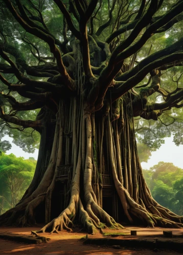 bodhi tree,tree of life,sacred fig,rosewood tree,the roots of trees,the japanese tree,dragon tree,ficus,celtic tree,fig tree,flourishing tree,tree and roots,roots,silk tree,rooted,family tree,magic tree,old-growth forest,arbor day,the branches of the tree,Art,Classical Oil Painting,Classical Oil Painting 06