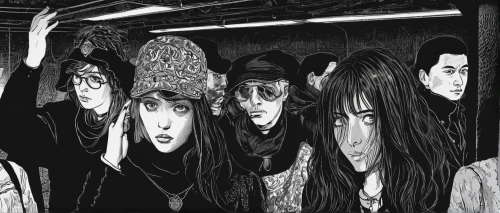 korea subway,south korea subway,shishamo,busstop,subway station,mural,anime cartoon,bus stop,metro station,panel,bus shelters,sewol ferry disaster,anime 3d,shinigami,ramones,underground,the fan's background,japanese fans,comic style,sewol ferry,Illustration,Black and White,Black and White 16