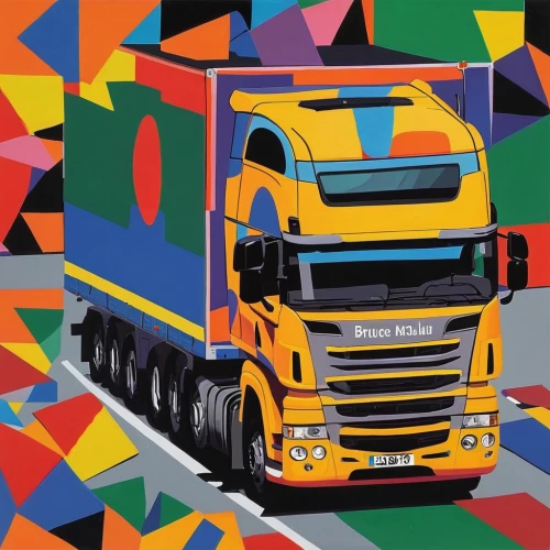 semi,semitrailer,tractor trailer,freight transport,18-wheeler,lorry,truck driver,daf daffodil,nikola,trucks,large trucks,colourful pencils,truck,construction paper,semi-trailer,construction vehicle,motor movers,modern pop art,saurer-hess,cool pop art,Art,Artistic Painting,Artistic Painting 23