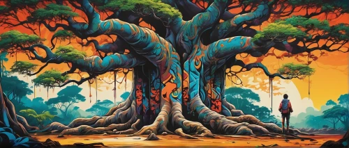 colorful tree of life,tree grove,painted tree,tree of life,the roots of trees,bodhi tree,tangerine tree,dead vlei,deadvlei,cartoon forest,the trees,orange tree,tree and roots,forest tree,magic tree,rosewood tree,flourishing tree,forest landscape,oil painting on canvas,fig tree,Conceptual Art,Graffiti Art,Graffiti Art 09