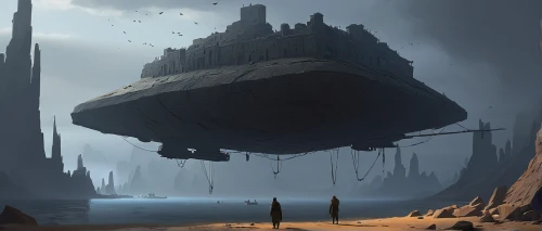 airships,airship,futuristic landscape,sci fiction illustration,imperial shores,dreadnought,ancient city,concept art,citadel,sci fi,alien ship,sentinel,air ship,atlantis,sci - fi,sci-fi,scifi,old earth,very large floating structure,barren,Conceptual Art,Sci-Fi,Sci-Fi 07