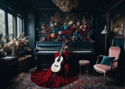 playing room,grand piano,the living room of a photographer,the piano,blue room,the gramophone,concerto for piano,the little girl's room,piano,bach flower therapy,floral chair,sitting room,musical instruments,piano player,music instruments,ornate room,great room,baroque,music instruments on table,harp with flowers,Photography,Artistic Photography,Artistic Photography 12