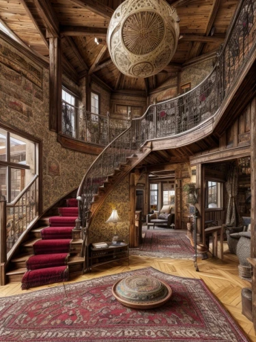 winding staircase,circular staircase,staircase,spiral staircase,outside staircase,ornate room,interior design,mansion,luxury home interior,victorian style,loft,brownstone,wooden stairs,crib,beautiful home,luxury decay,four poster,interior decor,luxury real estate,luxury property,Interior Design,Living room,Farmhouse,Andean Warmth