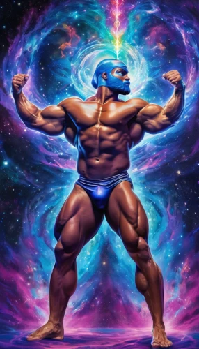 thanos,brahma,dr. manhattan,muscle man,thanos infinity war,god,om,michelangelo,the universe,butomus,3d man,ophiuchus,the zodiac sign taurus,astropeiler,muscular,ox,unit,ora,body building,protein-hlopotun'ja,Illustration,Realistic Fantasy,Realistic Fantasy 20