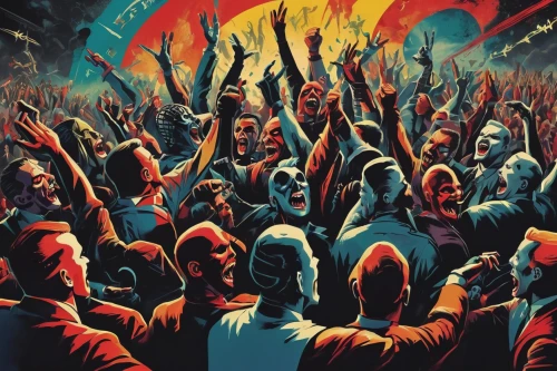 riot,overthrow,revolt,revolution,raised hands,concert crowd,ring of fire,may day,pentecost,crowd,pitchfork,torch-bearer,gezi,the crowd,cd cover,unite,crowds,lake of fire,crowd of people,citizens,Illustration,Retro,Retro 12