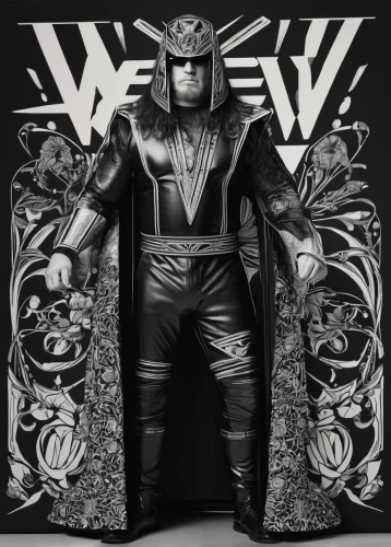 vax figure,vestment,wrestler,wasp,cd cover,wrestle,album cover,wreak,professional wrestling,cover,wrestling,west,welder,barb wire,power icon,actionfigure,weeze,rosemary,macho,warlord,Illustration,Black and White,Black and White 24